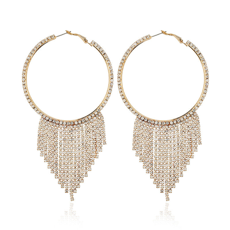 Wholesale Tassel Rhinestone Claw Chain Alloy Earrings